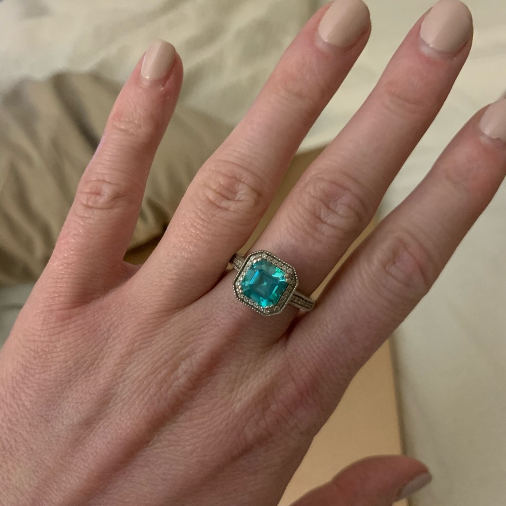 Silver and cubic zirconia ring